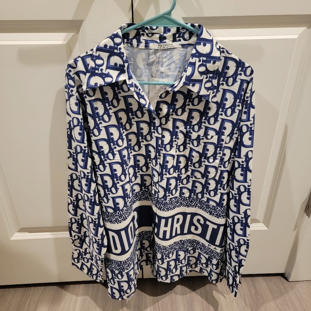 Navy and White Casual Or Formal Shirt